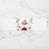 Kürbis lila Blumenfall Erntedank Wasserflaschenetikett (Einzelnes Label)