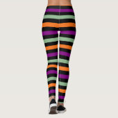 Kürbis, Lila, Grün und Schwarz. Streifen Leggings (Rückseite)