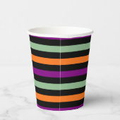 Kürbis, Lila, Grün und Schwarz. Streifen Pappbecher (Rechts)