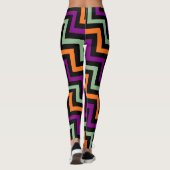 Kürbis, Lila, Grün und Schwarz Zickzack Leggings (Rückseite)