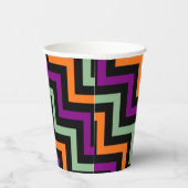 Kürbis, Lila, Grün und Schwarz Zickzack Pappbecher (Rechts)