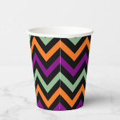 Kürbis, Lila, Grün und Schwarz. Zickzack Pappbecher (Rechts)