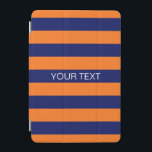 Kürbis-Marine Horiz adrettes Namensmonogramm iPad Mini Hülle<br><div class="desc">Namensmonogramm der Kürbis-Orangen-und Marine-Blau-klassisches adrettes horizontales Rugby-Streifen-#2 Ein stilvolles mutiges horizontales Streifenmuster mit einer Schablone für Ihren Namen, Initialen oder anderen Text. Sie können den Text-Schriftart auch besonders anfertigen und Größe, den Text zu bewegen oder zu entfernen, addieren Felder des zusätzlichen Textes, addieren Ihre eigenen Bilder und viel mehr, um...</div>
