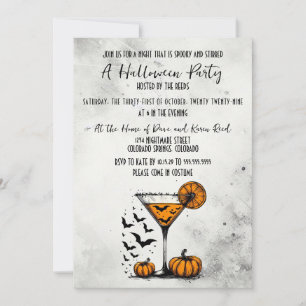 Kürbis-Martini-Halloween-Party Einladung