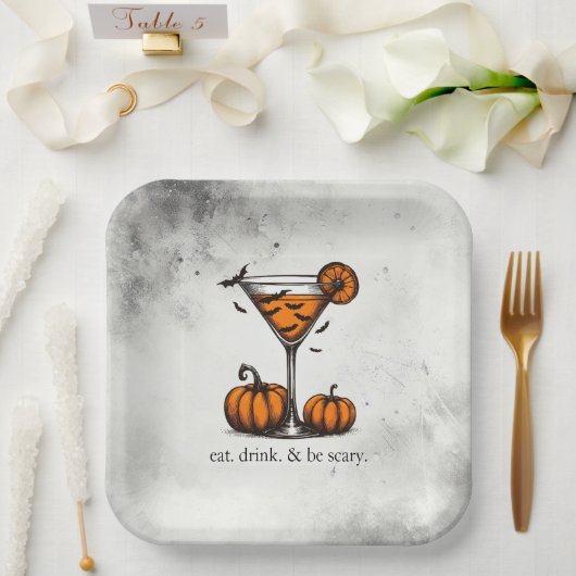 Kürbis Martini Pappteller (Hochzeit)
