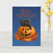 Kürbis-Miezekatze Karte (Gelbe Blume)