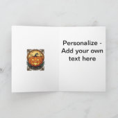 Kürbis mit dekorativer Grenze Feiertagskarte (Innenseite)