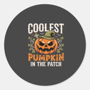 Kürbis mit dem coolsten Halloween-Design auf dem F Runder Aufkleber