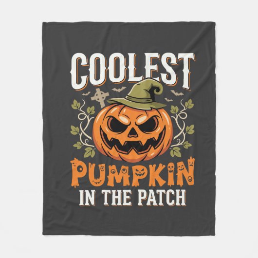 Kürbis mit dem coolsten Halloween-Design im Kürbis Fleecedecke (Vorderseite)