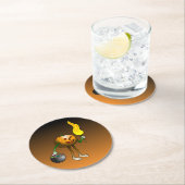 Kürbis mit Fackel-Untersetzer Runder Pappuntersetzer (Vor Ort)