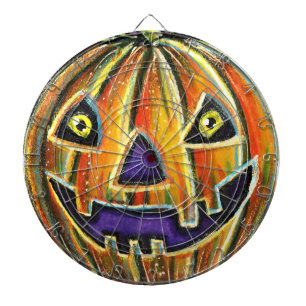 Kürbis mit Grinsen im Herbst Vintage Halloween  Dartscheibe