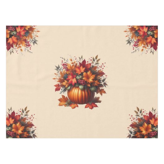 Kürbis mit Herbstlauben - Erntedank- Tischdecke (Vorderseite (Horizontal))