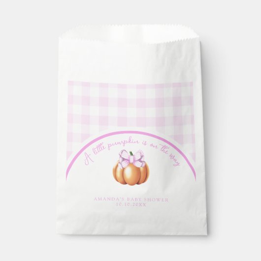 Kürbis mit rosa Bug in Käfig Babydusche Geschenktütchen (Vorderseite)