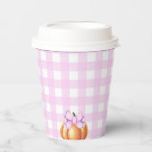 Kürbis mit rosa Bug in Käfig Babydusche Pappbecher (Vorderseite)