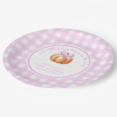 Kürbis mit rosa Bug in Käfig Babydusche Pappteller (Schrägansicht)