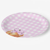 Kürbis mit rosa Bug in Käfig Babydusche Pappteller (Schrägansicht)