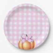 Kürbis mit rosa Bug in Käfig Babydusche Pappteller (Vorderseite)