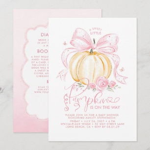 Kürbis mit rosa Schleife - Herbst-Baby-Party - All Einladung