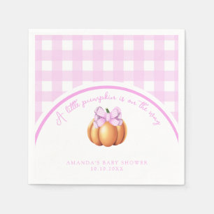 Kürbis mit rosa Schleife im Käfig Baby Shower Serviette