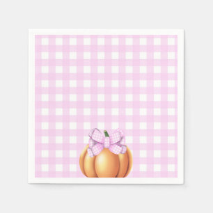 Kürbis mit rosa Schleife im Käfig Baby Shower Serviette