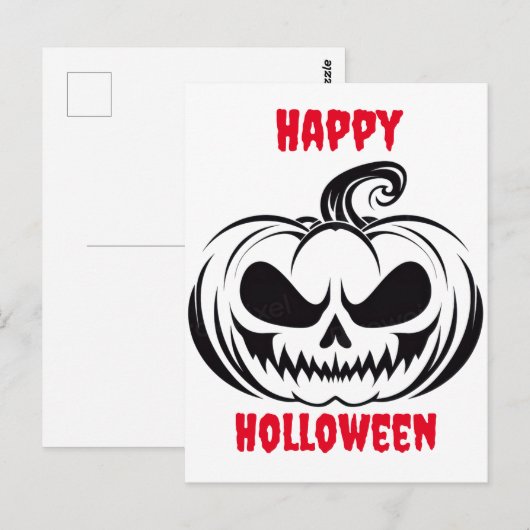 Kürbis mit Schädelschablone Postkarte (Vorne/Hinten)