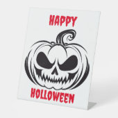 Kürbis mit Schädelschablone Sockelschild (Vorderseite)