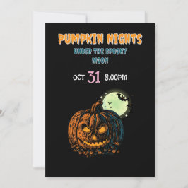 Kürbis mit Vollmond und Halloween Einladung
