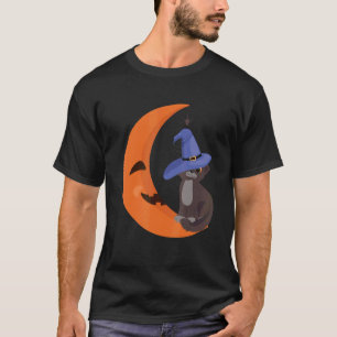 Kürbis-Mond-Lächeln-Halloween-Grusel-Katzen-Kostüm T-Shirt