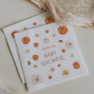 Kürbis-Neutral-Herbst-Baby-Shower-Blumen Serviette