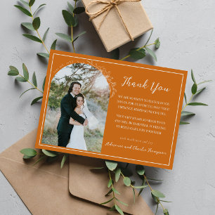 Kürbis Orange Floral Simplicity 1 Hochzeit Dankeskarte