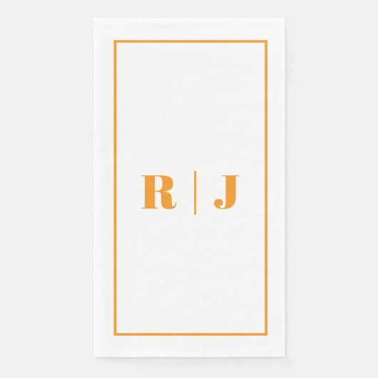 Kürbis Orange Monogramm Einfache Herbst Hochzeit Serviette (Vorderseite)