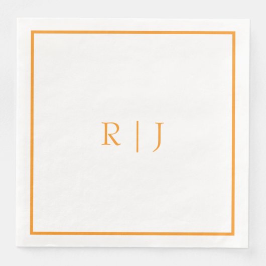 Kürbis Orange Monogramme Herbst Hochzeit Serviette (Vorderseite)