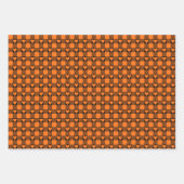 Kürbis Orange Schwarzes Büffelherz Karo Geschenkpapier Set (Vorderseite)