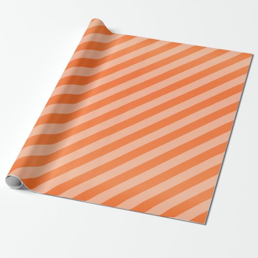 Kürbis-orange und diagonale Streifen Geschenkpapier (Ungerollt)