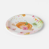 Kürbis-PapierTeller-rosa Goldduschen-Herbst-Fall Pappteller (Schrägansicht)