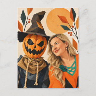 Kürbis-Pärchen-Halloween-Geometrie-Kunst-Postkarte Feiertagspostkarte
