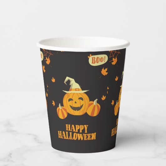 Kürbis-Party Pappbecher (Rückseite)
