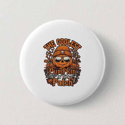 Kürbis-Patch-Halloween-Mütze-Sonnenbrille coolster Button (Vorderseite)