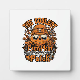 Kürbis-Patch-Halloween-Mütze-Sonnenbrille coolster Fotoplatte