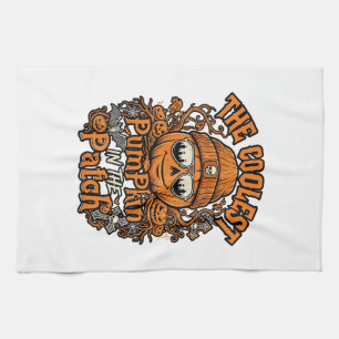 Kürbis-Patch-Halloween-Mütze-Sonnenbrille coolster Geschirrtuch