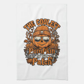 Kürbis-Patch-Halloween-Mütze-Sonnenbrille coolster Geschirrtuch (Vertikal)