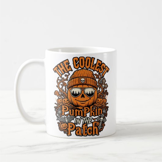 Kürbis-Patch-Halloween-Mütze-Sonnenbrille coolster Kaffeetasse (Links)