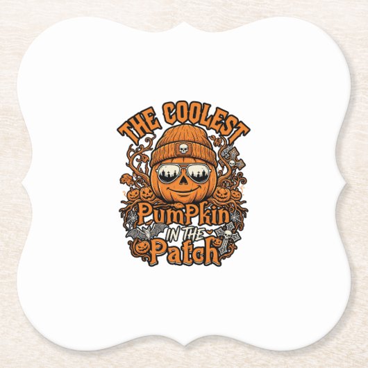 Kürbis-Patch-Halloween-Mütze-Sonnenbrille coolster Untersetzer (Vorderseite)