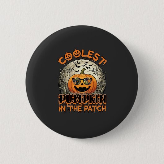 Kürbis-Patch-Halloween-Spooky-Sonnenbrille_ Button (Vorderseite)