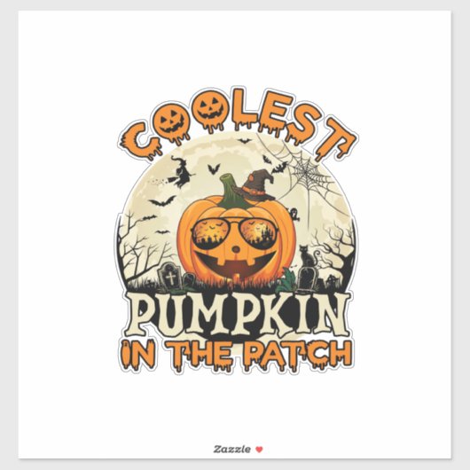 Kürbis-Patch-Sonnenbrille Hexenhut Halloween cool Aufkleber (Blatt)