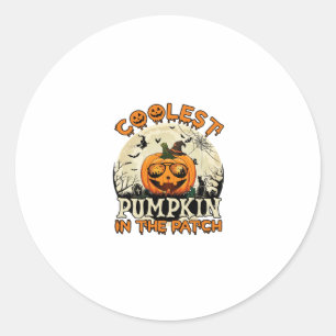 Kürbis-Patch-Sonnenbrille Hexenhut Halloween cool Runder Aufkleber