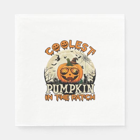 Kürbis-Patch-Sonnenbrille Hexenhut Halloween cool Serviette (Vorderseite)