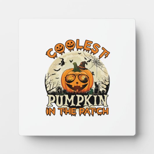 Kürbis-Patch-Sonnenbrille Hexenhut Halloween Fotoplatte (Vorderseite)