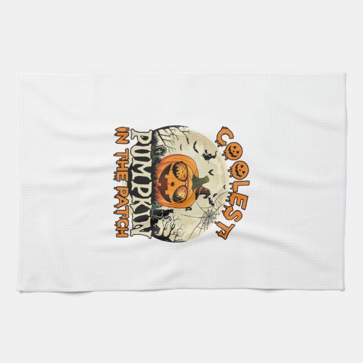 Kürbis-Patch-Sonnenbrille Hexenhut Halloween Geschirrtuch (Horizontal)