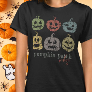 Kürbis-Patch-Vibes Retro-Halloween-Farben T-Shirt